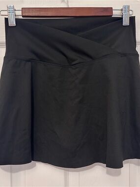 Women's Small Black Tennis Skort High Rise Crossover Waist Athletic Skirt